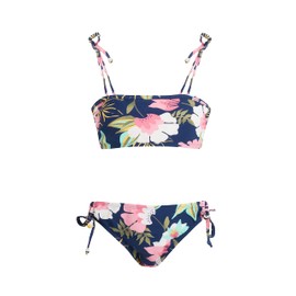 Kanu Surf Groovy Beach Sport Bandeau Bikini de 2 Piezas para niña, Danza Tropical Navy, 3 Años