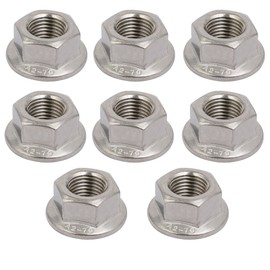 Sourcingmap 8pcs M12 x 1.25mm Pitch Metric Fine Thread 304 Stainless Steel Hex Flange Nut