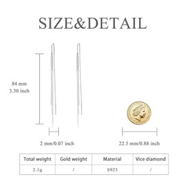 925 Sterling Silver Threader Earrings Tassel Chain Dangle Drop Long Charm Earrings Jewellery Gifts for Women, Sterling Silver, No information