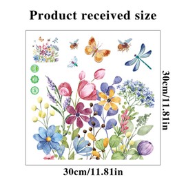 Retro Flower Wall Decals - Floral Wallpaper Flower Wall Stickers Butterfly Wall Decals Girls Bedroom TV Wall Decor 0826