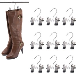 SUNTRADE Double Adjustable Clips Boots Hangers,Space Saving Boots Socks Bags Hanging Clips Boot Holder Boot Organizer,Set of 9