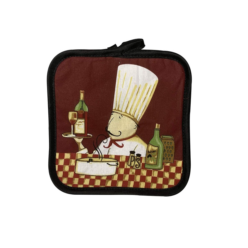Set of Four Pot Holders for Kitchen (Chef)