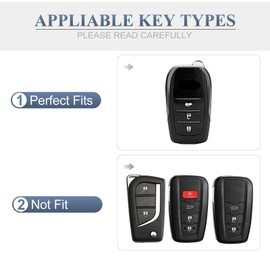 YO&YOYE Carbon Fiber Texture Key Fob Cover Compatible with Toyota Avalon Camry Corolla RAV4 Sequoia Highlander Smart Key, Zinc Alloy Key Case keychain Shell