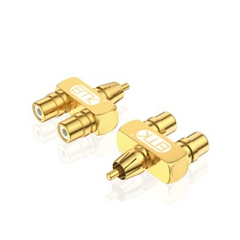 EMK RCA 2 Splitter Adapter 2 Splitter Y Splitter 1 Male 2 Female Gold Plated Audio Adapter Plug Set of 2 (1 Male to 2 Female, Y Shape)