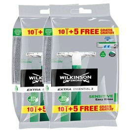 Wilkinson Sword Extra 2 Sensitive Mens Disposable Razors, 10 + 5 St, 2 Pack
