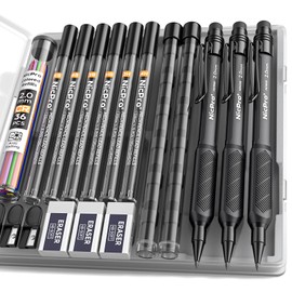 Nicpro 2.0 mm Mechanical Pencil Set, 3PCS Artist Lead Pencil Holder 2mm with 72PCS Lead Refills (4H 2H HB 2B 4B 6B Color) Eraser, Weatherproof Barrel for Outdoor Writing Drafting Drawing Sketching