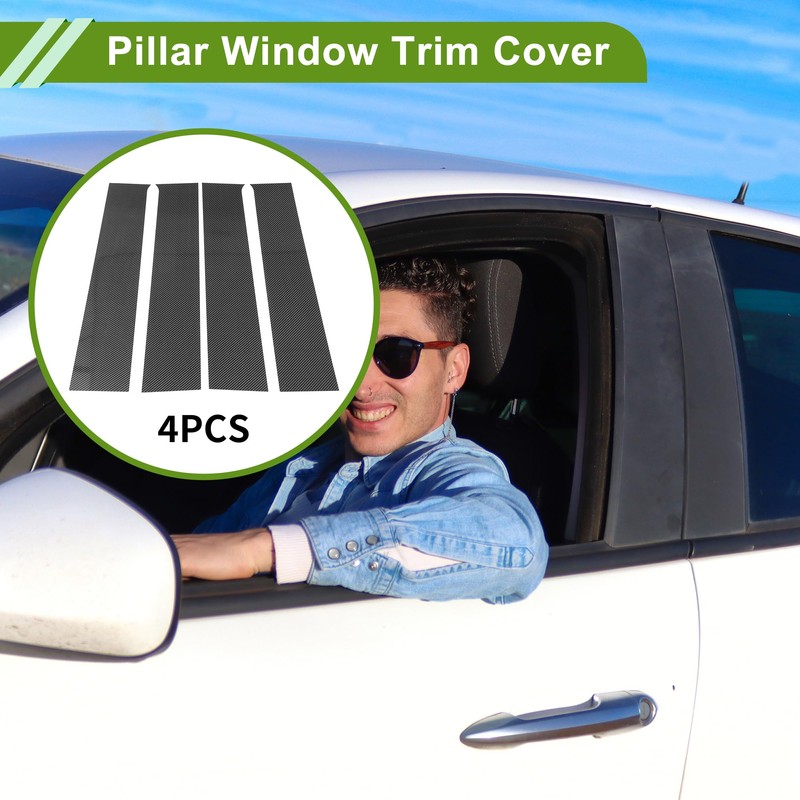 HOPESPANNER Door Pillar Window Trim for Chevy Silverado 2014-2019 Carbon