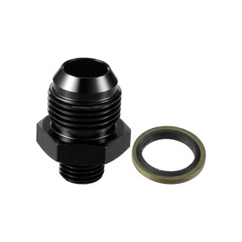 Hihaha Fuel Fitting with Washer/Inner Fuel Line Male Flare Adapter for Car/Durable Aluminum Alloy Metric M14x1.5 to 10AN Male Flare Adapter / 1 Set Black