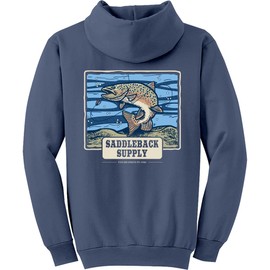 Saddleback Supply Trout Logo Hooded Sweatshirt-XL-Indigo