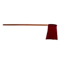 Needzo Velvet Offering Bag with Brass and Wood Handle, Church Service Supplies, 5-3/4" Dia x 11-1/4" H, 30" Long