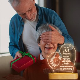 OkiyiD Birthday Woman Man, 55th Birthday Gifts - Acrylic Night Light Gifts Decoration, 55th Birthday for Dad, Mom, Friends, Husband, Wife, 55th Birthday Gift Ideas