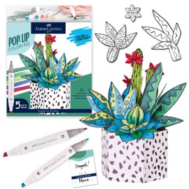 Faber-Castell Pop Up Coloring Bouquet: Succulent - Self Care Gifts for Women, Crafts for Adults, Plant Gifts for Teen Girls Ages 13+, DIY Crafts for Teens