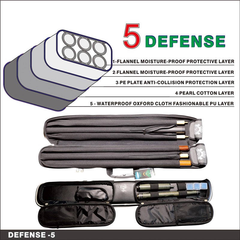 Kolti 3x3 Pool Cue Case, Heavy Duty Oxford Wear-Resistant Soft