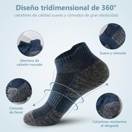 Calcetas Antiderrapantes para Hombre 8 Pares, Calcetines Deportivos Algodon Transpirables, Tines Cortos Casual Bajos, Calcetas Absorbe el sudor y antiolor para Futbol, Correr, Ciclismo, Gym(Azul)