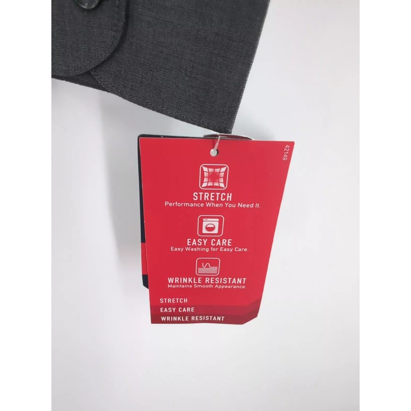 Chaps Boys Button Up Shirt Medium 10/12 Husky Gray Stretch