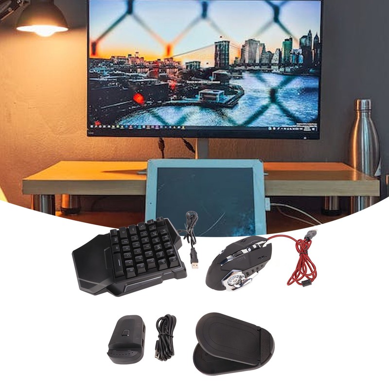 One Handed Gaming Keyboard Mouse Converter Wired 35 Keys Backlit