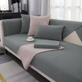 GRUYWC Chenille Sofa Cover, Non-Slip Couch Cover, Dog Cat Sofa Protector, 1/2/3/4 Seater Sofa Throw, for U Shape/L Shape Sectional Sofa