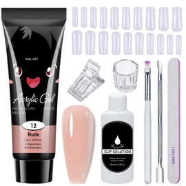 8Pcs Poly Gel Nail Kit - Acrylic Polygel Nail Kit - Nude Nail Extension Kit - 15ml Strengthener Thickening Extension Nail Gel with Nail Tool - Builder Gel Nail Kit for Beginners Nails Art