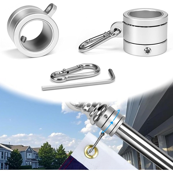 DUPKEV Flag Pole Rings 1 Inch, Flag Pole Spinners with