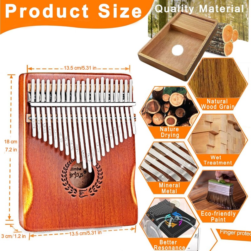 Everjoys Kalimba Thumb Piano 21 Keys, Professional Musical Instrument Finger