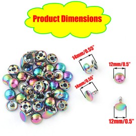 Remaches de cúpula de hongos de color mezclado, remaches tubulares de doble tapa de 10 mm, botón de metal redondo, remaches rápidos para bolsos, zapatos, cinturones, manualidades de piel (12 mm arco