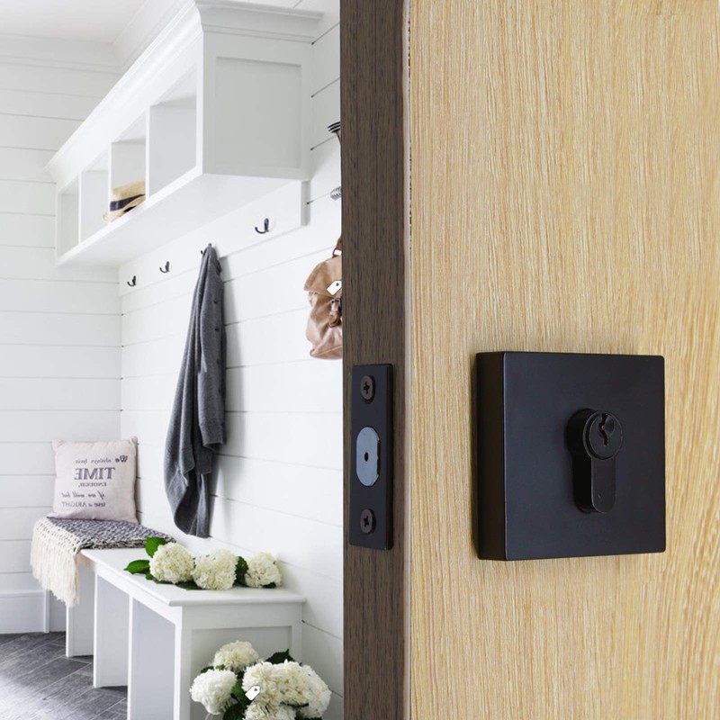 Probrico Square Deadbolts Flat Black Double Cylinder Different Key Sets