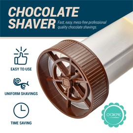 O'Creme - Chocolate Shaver - Rotary Hand Held Grater and Slicer Device to Make Professional Gourmet Quality Chocolate Shavings - Premium Baking Gadgets for Personal and Commercial Kitchen Use