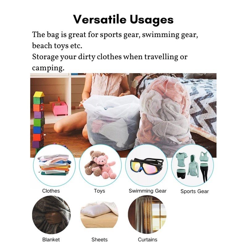 3 Pcs Mesh Laundry Bags with Drawstring,Washing Bags for Washing