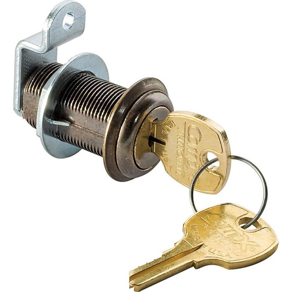 1-3/16" Long Cylinder Lock - Antique brass, keyed alike