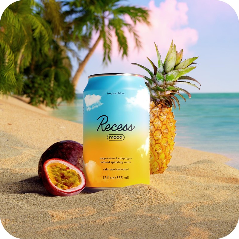 Recess Mood Magnesium & Adaptogen Drink, Relaxation Beverage, 12 Ounce