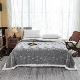 Large Bohemian Bed Blanket 80'' × 90'', Light Grey