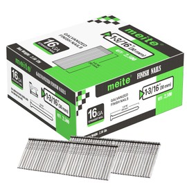 meite 16 Gauge Finish Nails, 1-3/16-Inch 16GA Straight Finish Nails Galvanized Finishing Nails for Electric or Pneumatic Nailer Guns (5 Boxes)