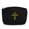 Black Rosary Pouch with Zipper and Gold Cross Imprint