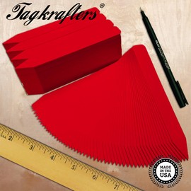 TAGKRAFTERS 6" x 5/8" RED Premium Pot Stakes with Marker - 200 Pcs - Plastic Plant Tags and Labels - Nursery Garden Tree Labels Waterproof Writeable | Made in The USA |