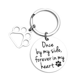 Pet Bereavement Memorial Remembrance Gift - Once by My Side Forever in My Heart Paw Prints Keychain Dog Cat Loss Gifts for Pet Owner Sympathy Gifts