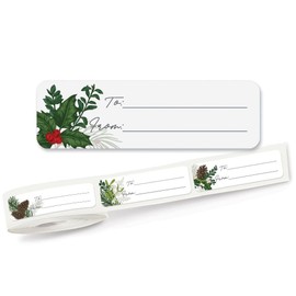 Current Christmas Woods Rolled to/from Labels (5 Designs) - Set of 125, Self-Adhesive, Christmas Gift Presentation, Holiday, Celebration