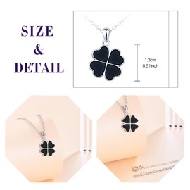 feilok 925 Sterling Silver Necklaces for Women black Four Leaf Clover Necklace Jewelry for Women Necklace with Zirconia