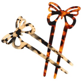 Uonlytech Vintage Decor 2pcs French Style U Shaped Hairpin, Hair Hair Forks Tortoise Acetate Bun Hair Sticks Chignon Hairpins for Women Thicker Hair French Hair Pin