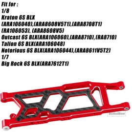 RCHuiWow RC Rear Suspension Arms Upgrades Part for 1/8 Kraton (V4&V5)/Outcast/Notorious/Talion 6S BLX,1/7 Big Rock 6S BLX,Alloy Aluminium Rear Suspension Arms A Arms,2pcs,Red