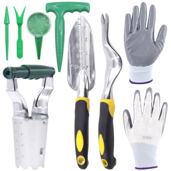 Tanstic 9Pcs Bulb Planter Set Includes Bulb Planter, Depth Markers,