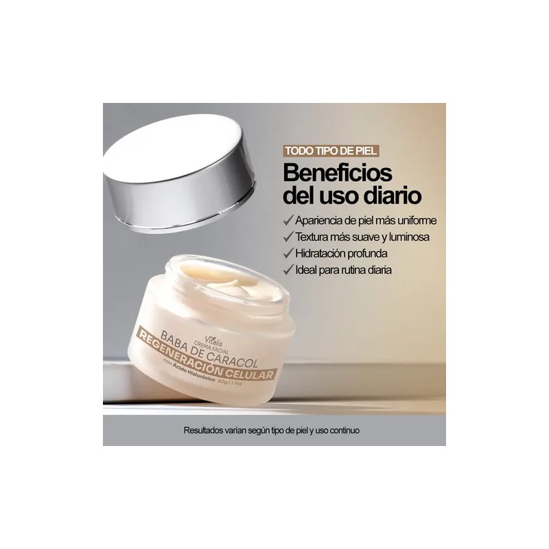Crema Facial Baba De Caracol Vitalis Antiarrugas Y Manchas