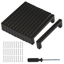 UYTAG 12 Pack Kitchen Cabinet Handles 128mm with Screws and Installation Tools, Suitable for Drawer, Cabinet, Furniture Decoration-Black