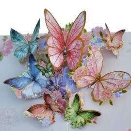 GFM® Daisies and Butterflies Flower Floral Unique 3D Pop Up Greeting Cards, Anniversary Cards, Valentine's Cards, Thank You Cards For Women & Men (Card-3D-7BFs)