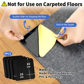 GOLXUWO Carpet Non-Slip Underlay, Non-Slip and Washable Non-Slip Pads for a Secure Grip, Reusable, Residue-Free, 10 cm x 10 cm (Pack of 4, Black)