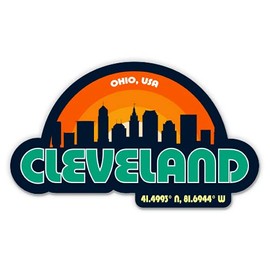 Squiddy Cleveland Ohio City Skyline - Vinyl Sticker Decal for Phone, Laptop, Water Bottle (3" Wide)