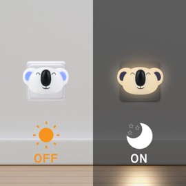 Annmore Night Light Baby Socket Koala Bear Socket Light Children with Twilight Sensor, Nursery Kawaii Decoration, Gift for Birth Boy