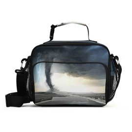 Blueangle Black Tornado Lunch Bags for Women&Men, Shoulder Strap Lunch Box School Insulated Cooler Totes with Leakproof Lining