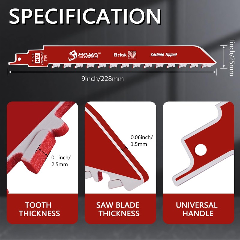 PAYA Carbide Reciprocating Saw Blade for Aerated Concrete & Hollow