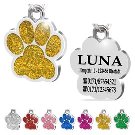 Iberiagifts Dog Tag Paw with Engraving for Small to Medium Dogs or Cats, Engraved Plaque