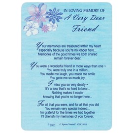 Xpress Yourself Loving Memory Graveside Memorial Card & Holder 5.75 X 4" Relations Friends Etc - A Very Dear Friend 358016